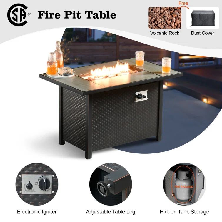 Tommy 5-person Outdoor Seating Group With Cushions With Fire Pit