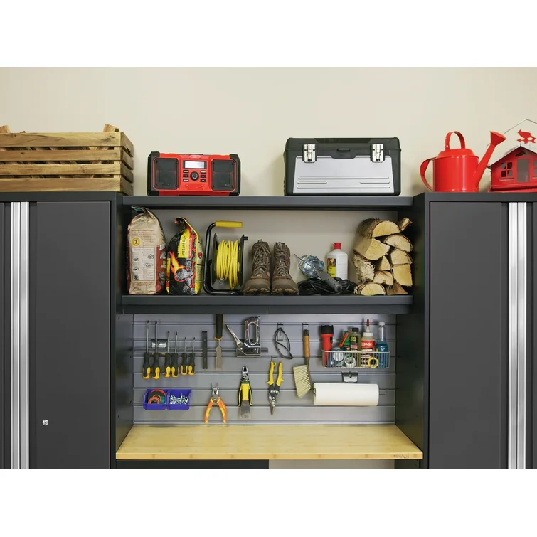 Bold Series 3pc Garage Wall Cabinet Set with Display Shelf