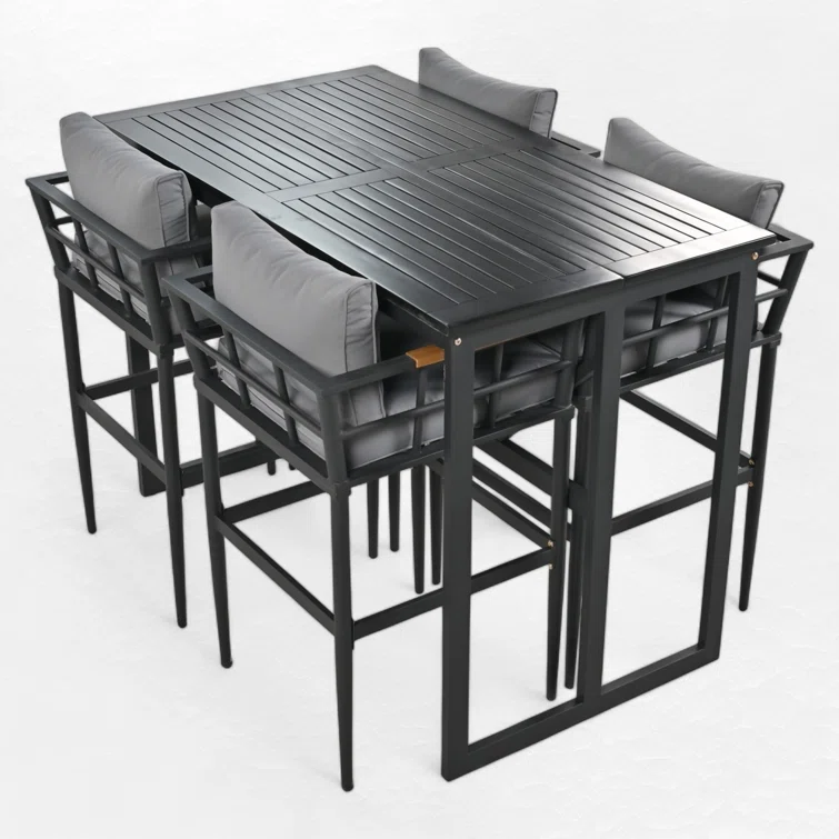 Xhavit 4 - Person Rectangular Outdoor Dining Set with Cushions