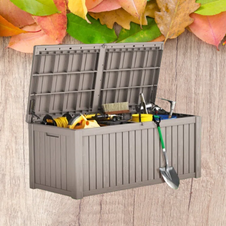 WORACO 28.39'' W 150 Gallons Water Resistant Resin Lockable Deck Box