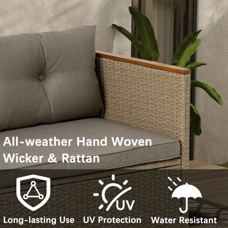 Patio Sofa Set with Coffee Table