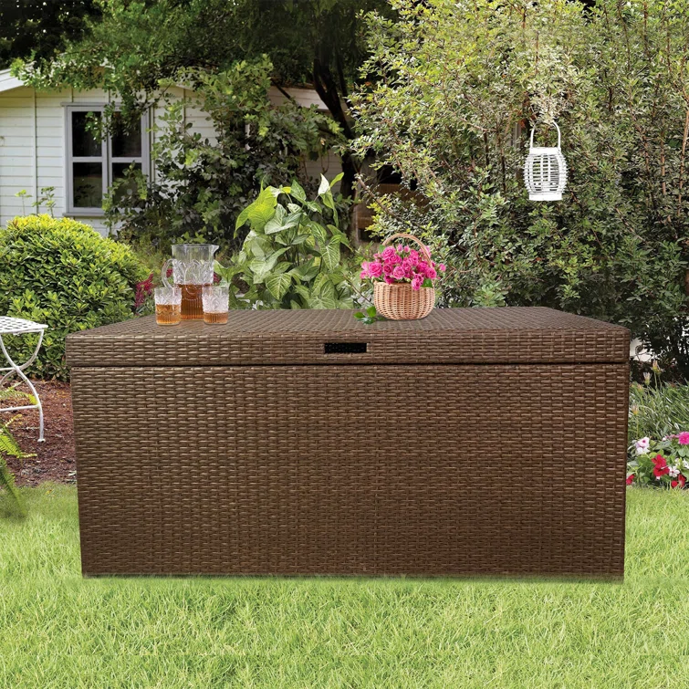 51.58"W 140 Gallon Wicker Water Resistant Deck Box
