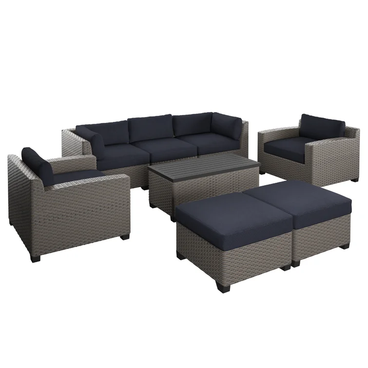 Amjad 8 Piece Outdoor Sectional Seating Group with Cushions