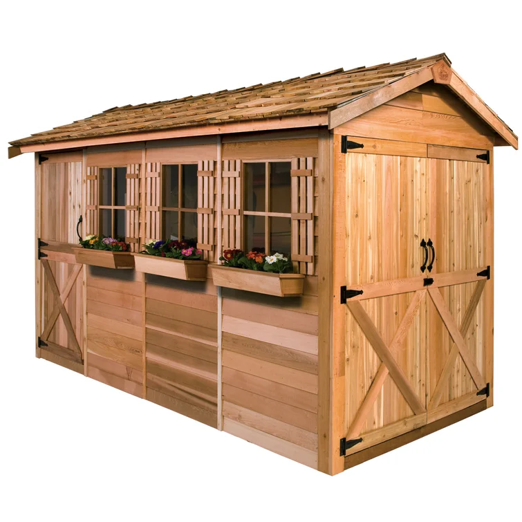 Boathouse 16 ft W x 10 ft D Western Red CedarWood Storage Shed