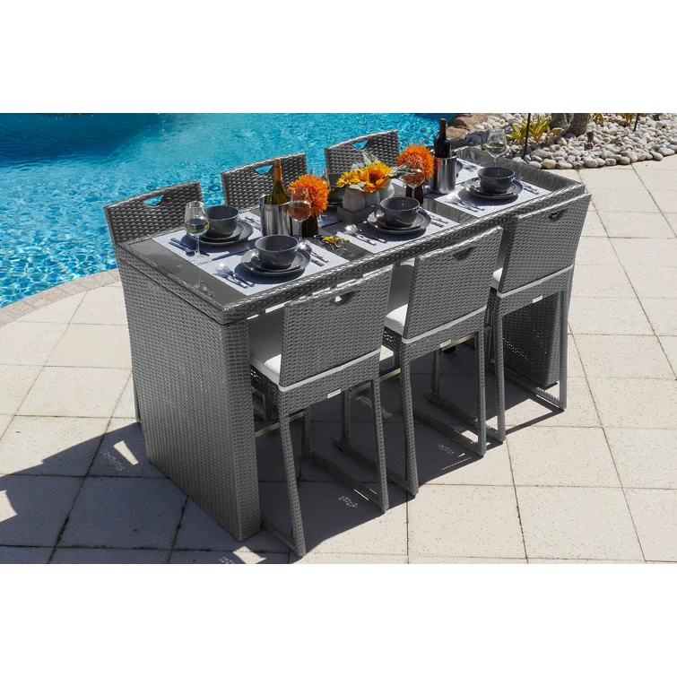 Bari 6 - Person Rectangular Outdoor Dining Set with Cushions