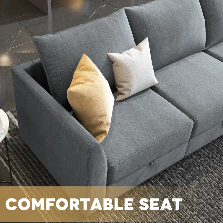 Manusite Modular Reversible Sectional Sofa Upholstered Sofa Couch with Chaise