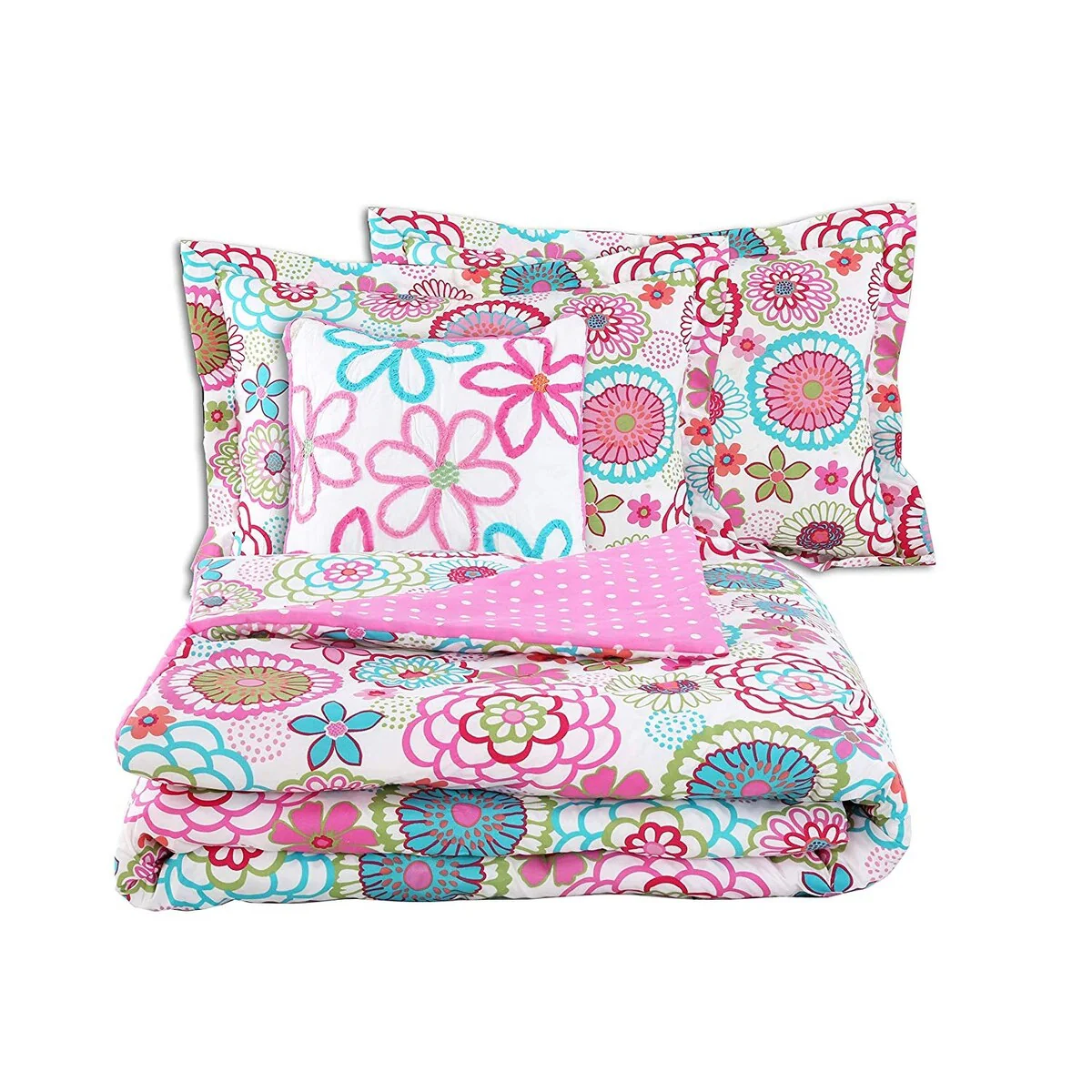 Cozy Line Mariah Floral Polka Dot Comforter Set with Decorative Pillow