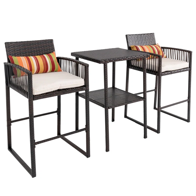 2 - Person Square Outdoor Dining Set with Cushions