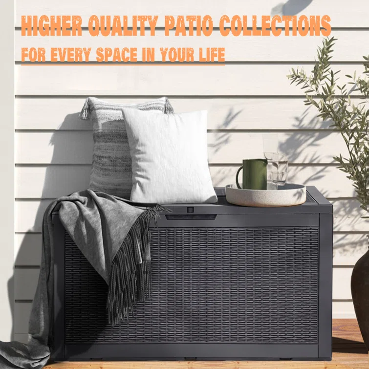 KUTIME 100 Gallon Water Resistant Resin Lockable Deck Box