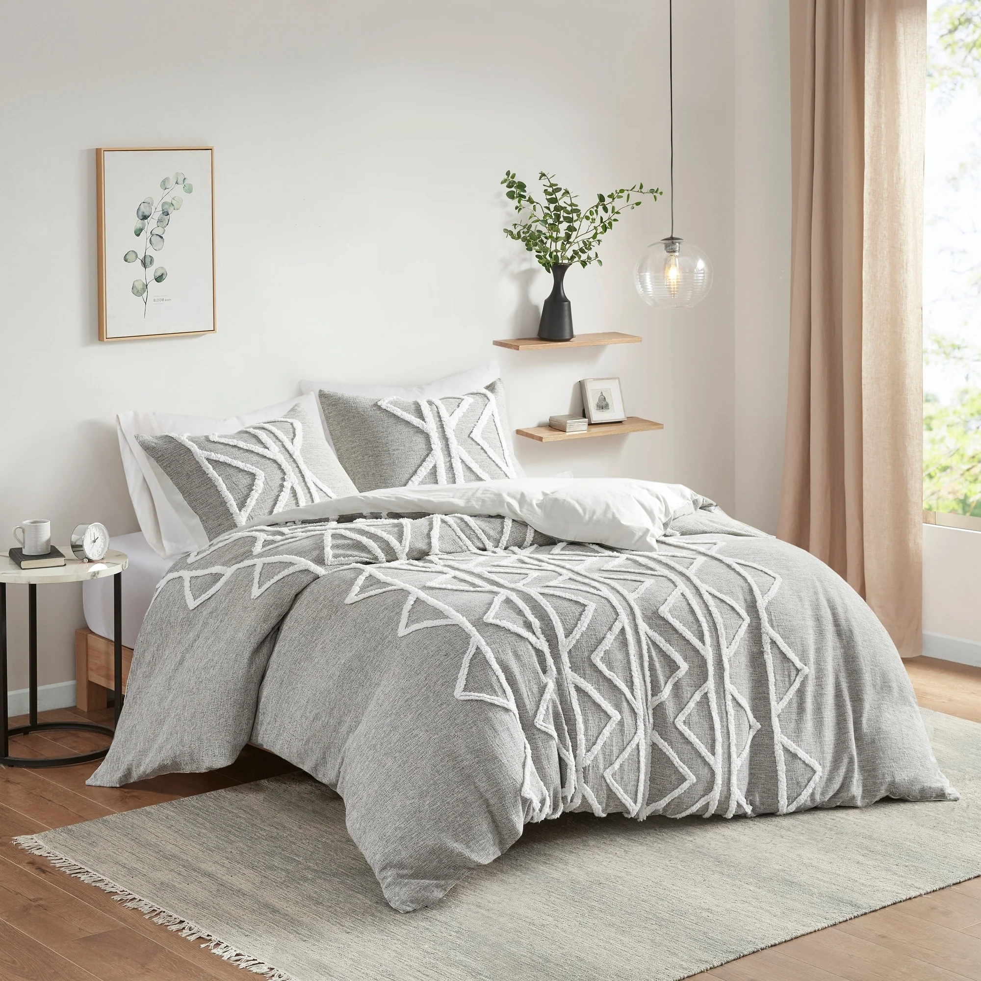 INK+IVY Hayes Gray Chenille Cotton Comforter Set