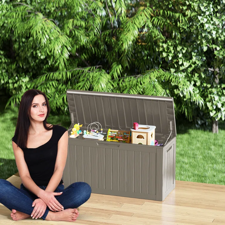 Emperic Design 46.3'' W 80 Gallons Water Resistant Resin Lockable Deck Box in Brown