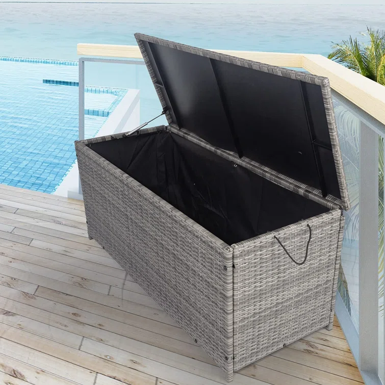 IYofe 53'' W 113 Gallons Water Resistant Wicker Deck Box