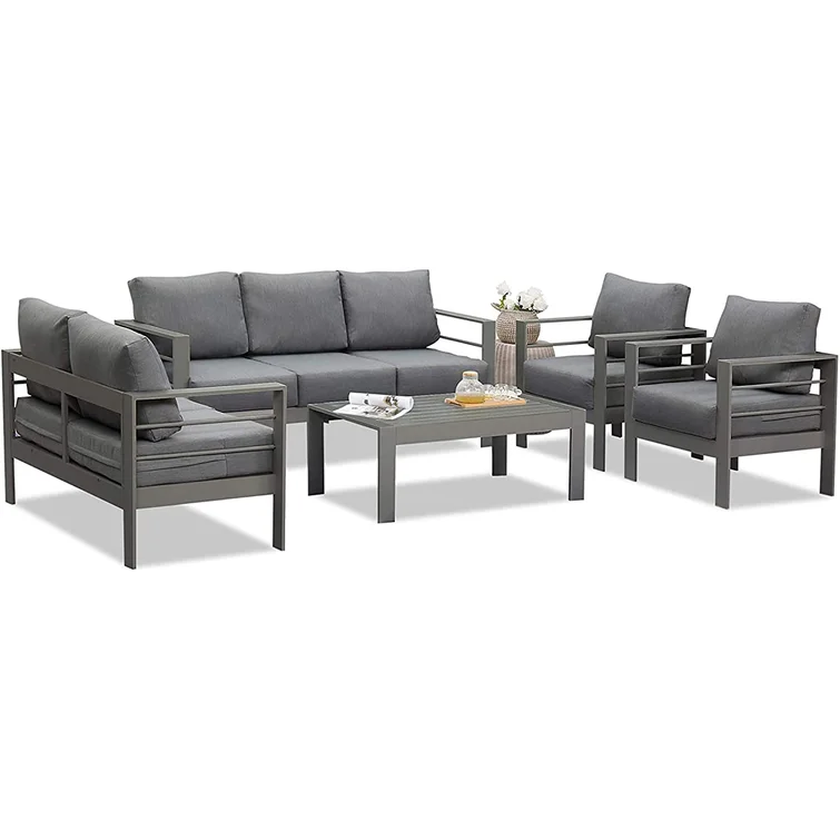 Brandtley Metal 7-Person Sofa Seating Group with Cushions