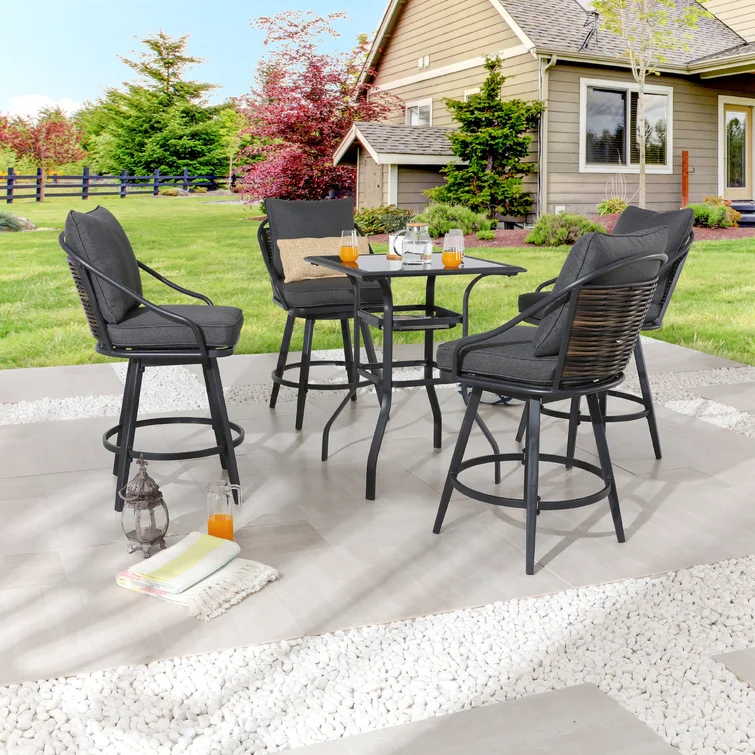 Abrihet 4 - Person Square Outdoor Dining Set with Cushions