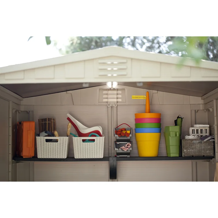 Keter Factor 6x6 ft. Durable Resin Outdoor Storage Shed With Floor and Double Doors for Garden Patio Furniture and Tools, Brown