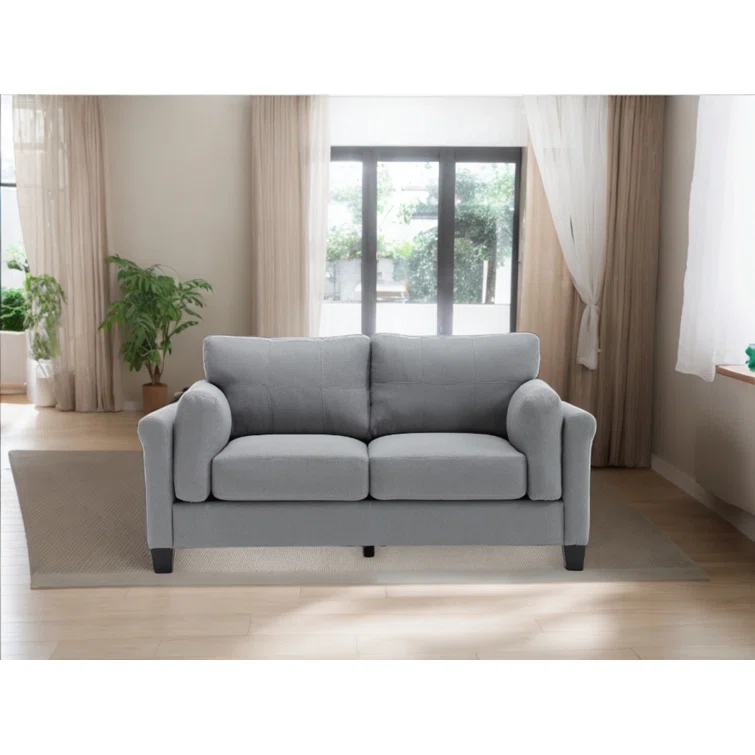 Modern Sofa Linen Upholstered Loveseat Sofa Comfortable Two Seat Couch For Living Room Or Office