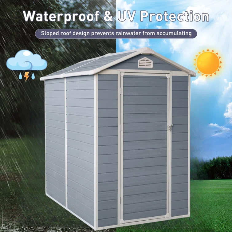 6x4ft Resin Outdoor Storage Shed