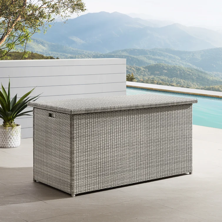Azie Ladbrooke 196 Gallon Water Resistant Wicker / Rattan Outdoor Deck Box with Inner Aluminum Frame