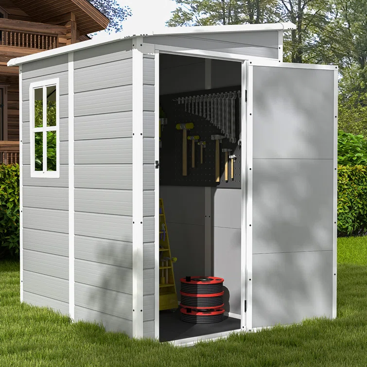 4 ft. W x 5 ft. D Plastic Lean-To Storage Shed