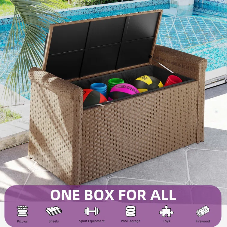 Ashely 90 Gallon Outdoor Storage Bench with Cushion