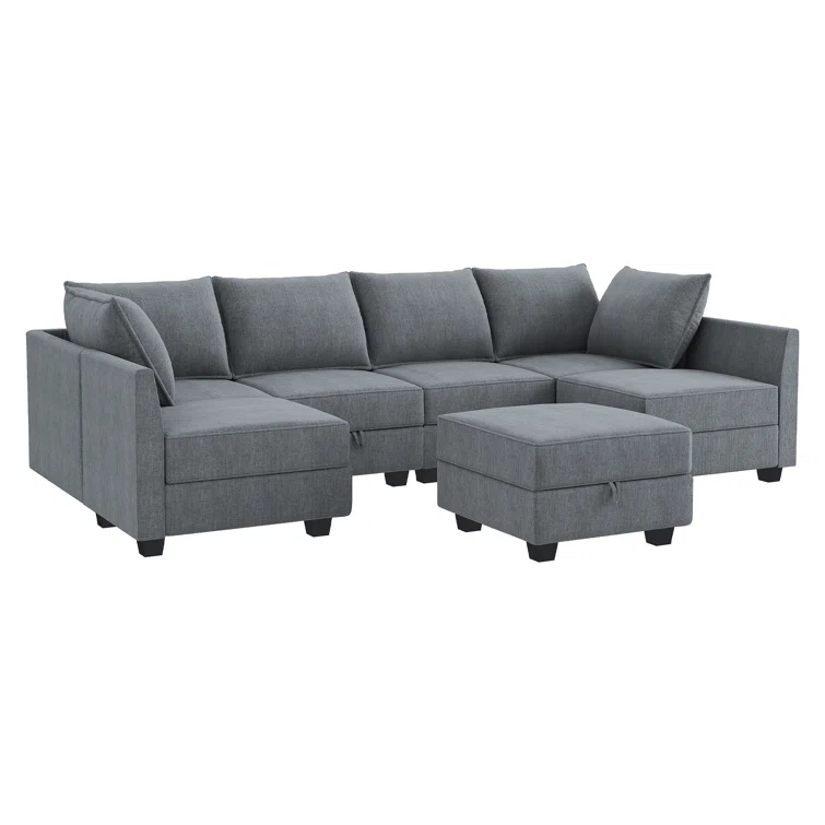 Nikitas U shaped Modular Sectional Sofa with Reversible Chaise