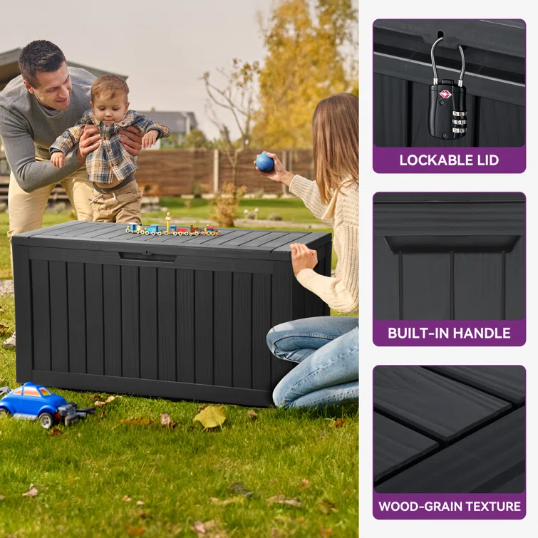 Balconera 46.3'' W 80 Gallons Water Resistant Resin Lockable Deck Box