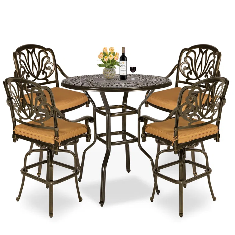 Aadhvik Round Outdoor Dining Set with Cushions