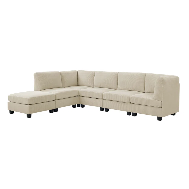 6 - Piece Corduroy Sectional