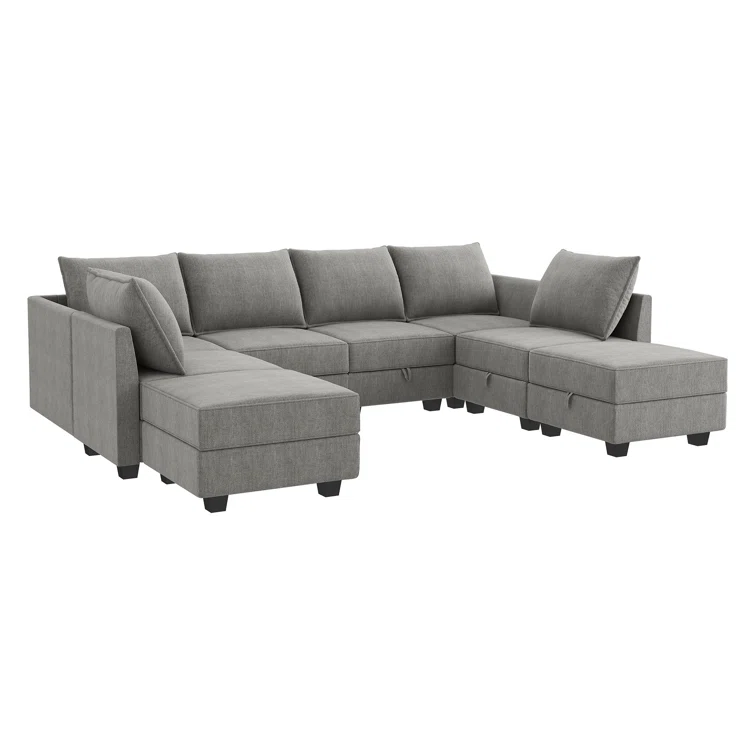 U shaped Sectional Sofa Modular Sectional Couch with Storage Ottoman