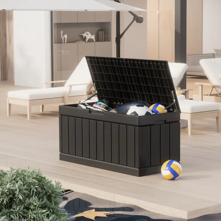 Furmax 45.66'' W 90 Gallons Water Resistant Lockable Deck Box