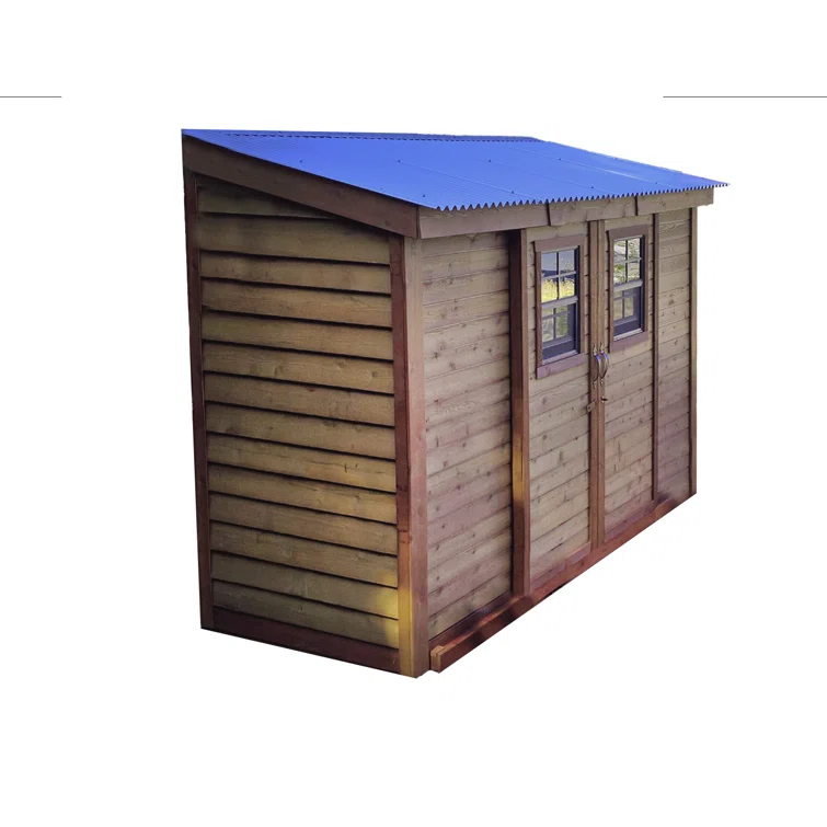 12 ft. W x 4 ft. D Sliding Door Cedar Wood Storage Shed with Metal Roof