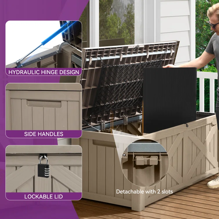 YITAHOME 56.2'' W 120 Gallons Water Resistant Resin Lockable Deck Box