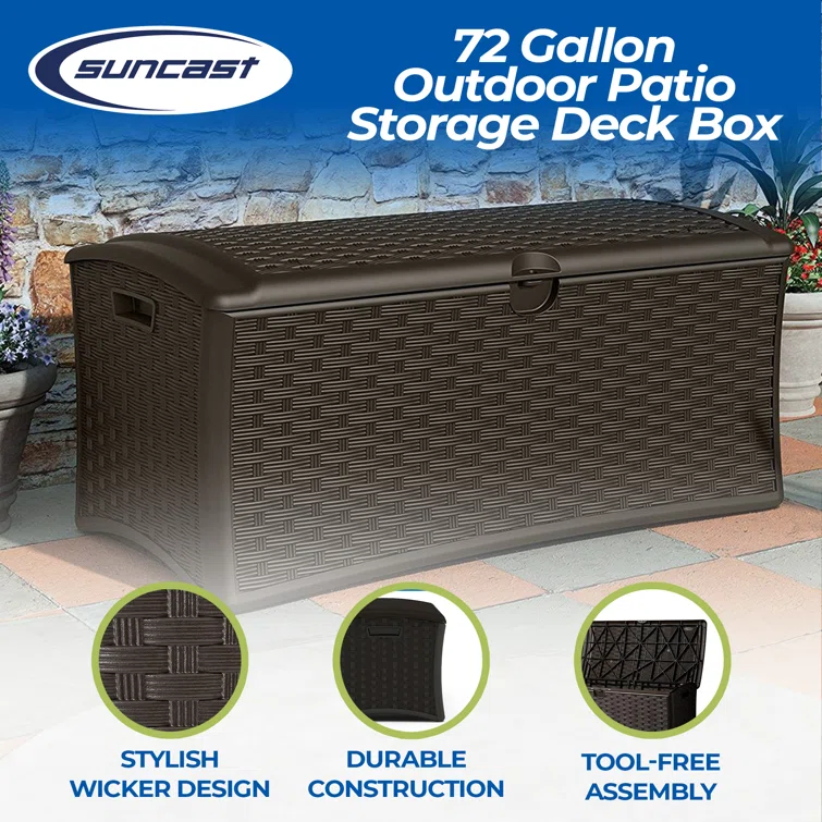 Suncast 48'' W 72 Gallons Water Resistant Plastic Deck Box in Brown