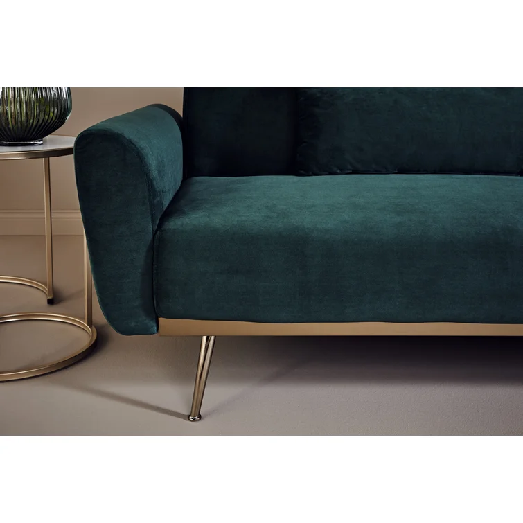 Chillax Gold 83.86" Velvet Square Arm Sleeper Sofa