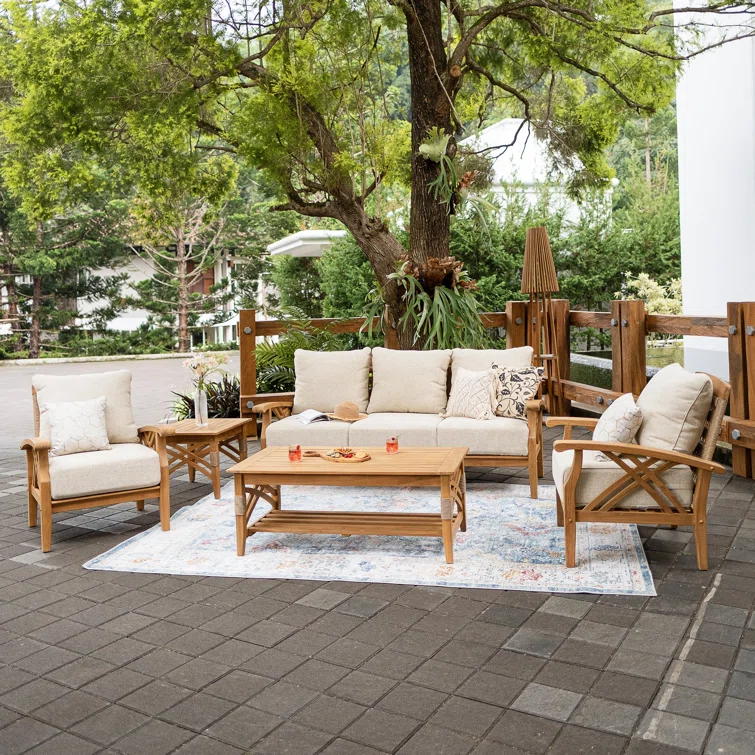 Cotesfield 5 - Person Teak Outdoor Seating Group with Cushions
