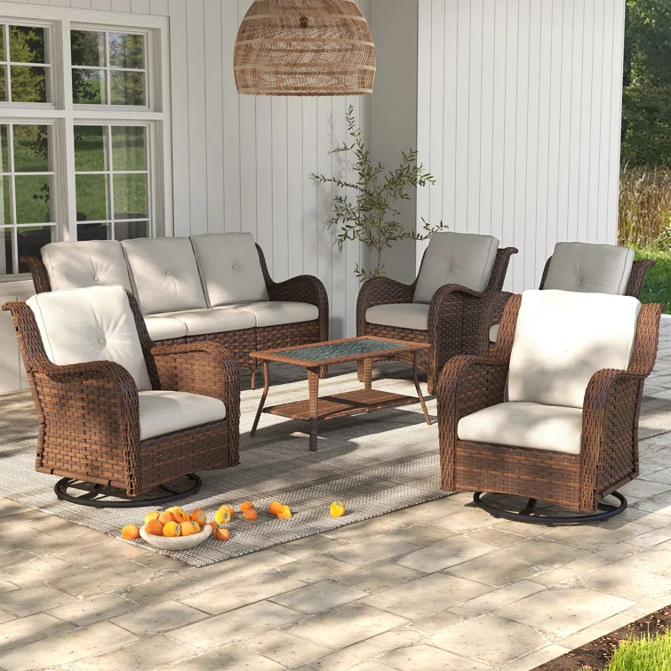 6 Piece 7 - Person Outdoor Seating Group with Cushions