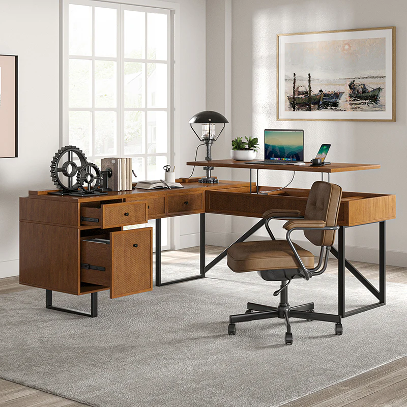 Bertrame L Shape Lift Top Office Desk