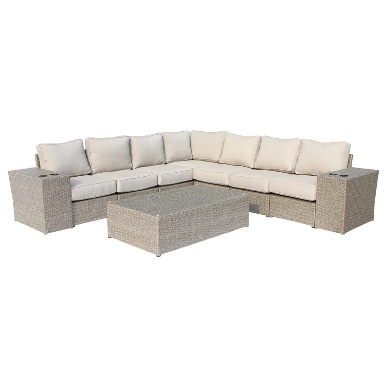 Winsford Fully Assembled 6 - Person Seating Group with Cushions | Assembled Wicker Sofa