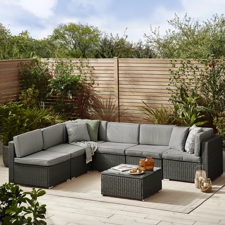 Miacomet Modular Garden Sofa and Table PE Rattan for Modern Gardens and Patios (Cover Included)