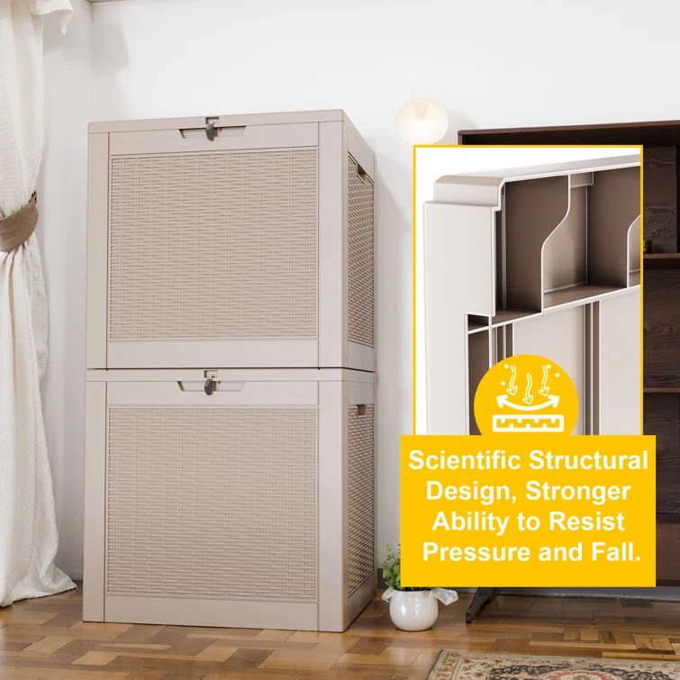 LeHom 22'' W 32 Gallons Water Resistant Resin Lockable Deck Box