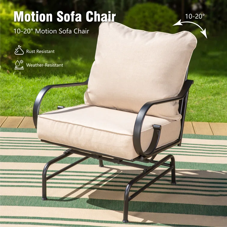 Asfand 5 Person Rocking Outdoor Patio Seating Set with Cushions