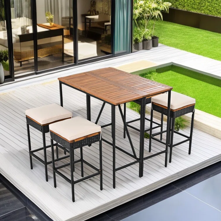 Llanas 4 - Person Rectangular Outdoor Dining Set with Cushions