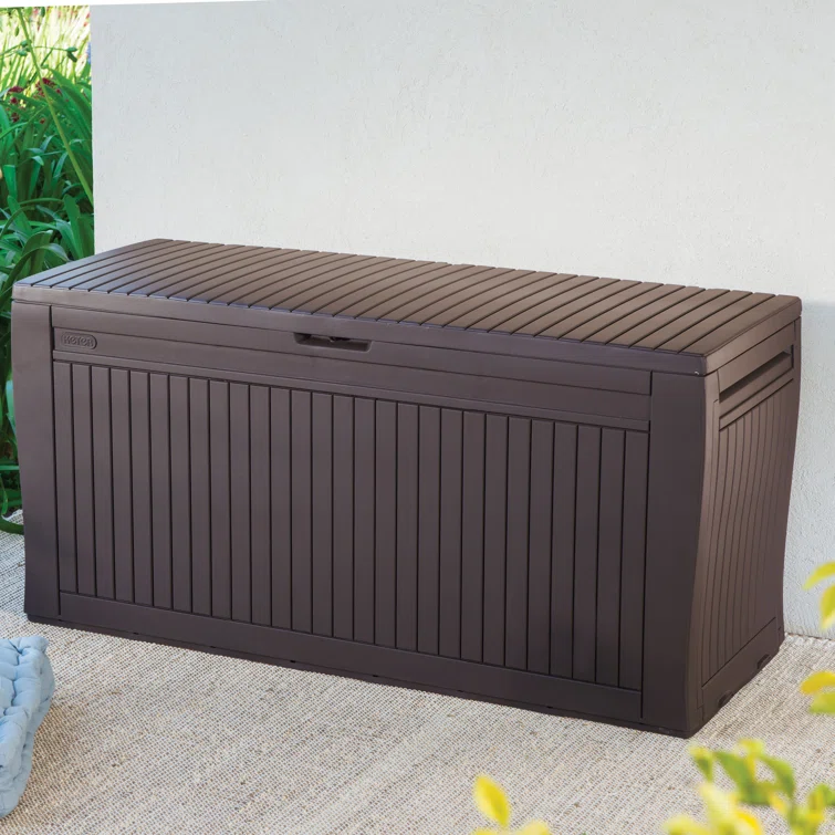 Keter Comfy 71 Gallon Durable Resin Outdoor Storage and Organization Deck Box Ideal For Garden Patio Furniture and Supplies