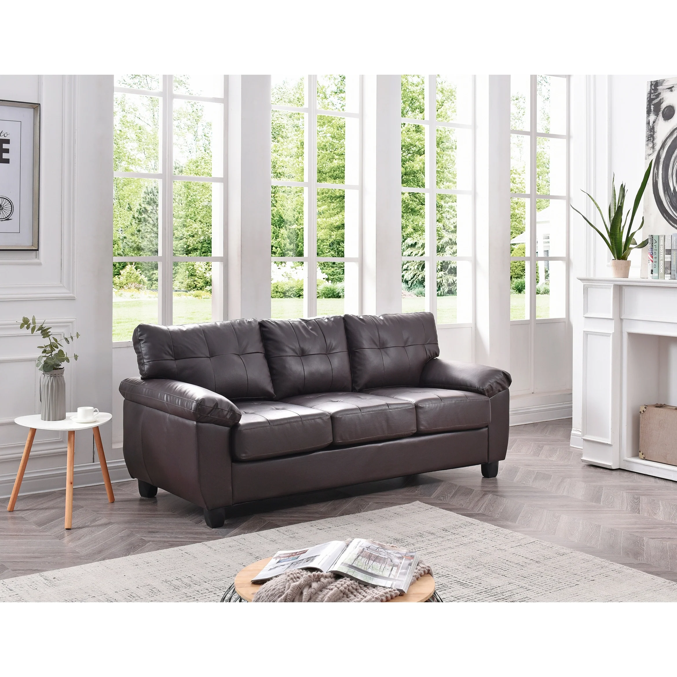 Gallant 78 in. W Flared Arm Faux Leather Straight Sofa - 33