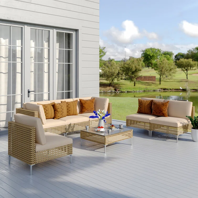 Frans 7 Piece Sectional Seating Group With Cushions