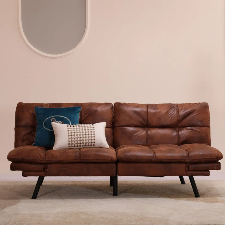 Besharat 70.5" Wide Faux Leather Split Back Convertible Sofa