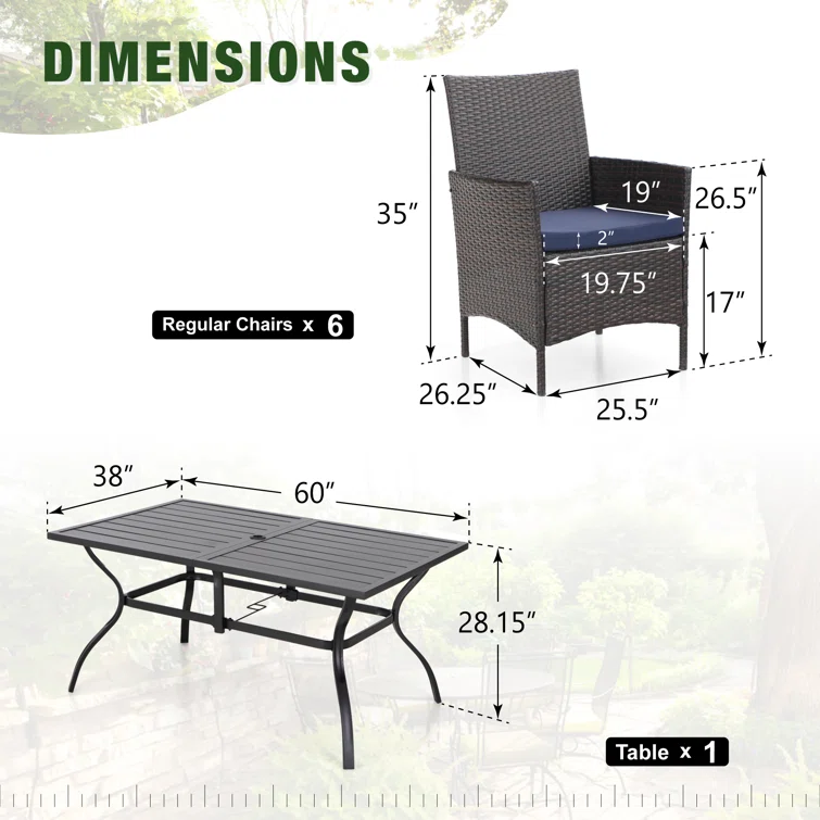 Alyah 7 Piece Bar Height Outdoor Patio Dining Set with Cushions