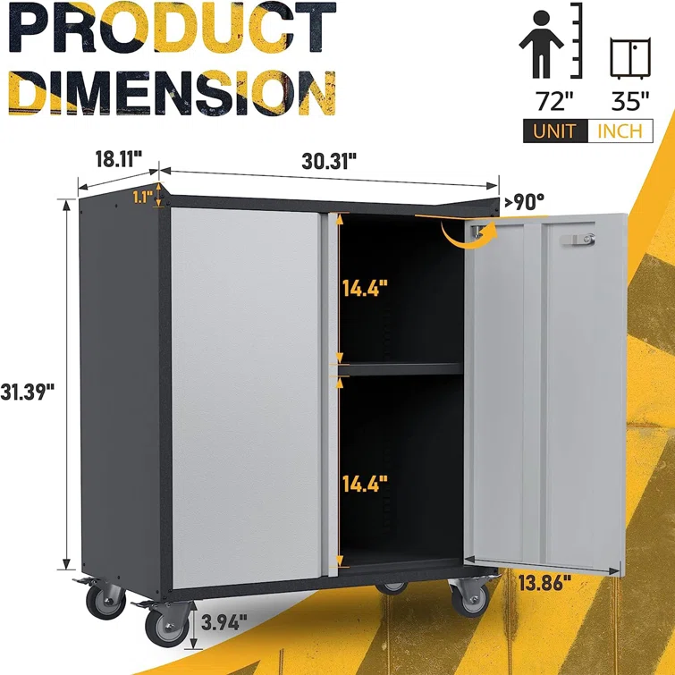 Steel Single Storage Cabinet ( 31.39'' H x 30.31'' W x 18.11'' D)