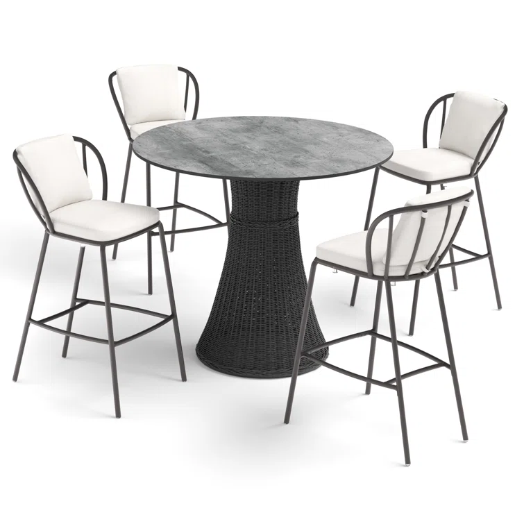 Tulle 4 - Person Round Outdoor Dining Set with Cushions