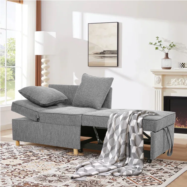 4-in-1 Convertible Sleeper Sofa - Modern Loveseat, Couch, Chaise Lounge, Guest Bed for Small Spaces